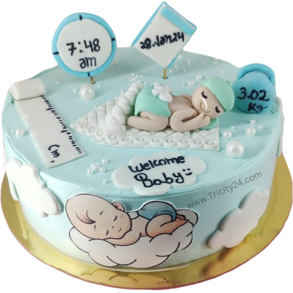 Welcome Baby Boy Cake Topper - Blue Lettering, Decorative Cake Decor For Baby Showers, Birthdays