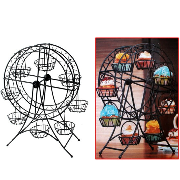 ASkinds Ferris Wheel Cupcake Stand - 8-Cup Capacity Stainless Steel Dessert Serving Tray For Parties