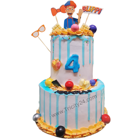 (M808)Blippi Theme Kids Customized Cake(2kg)