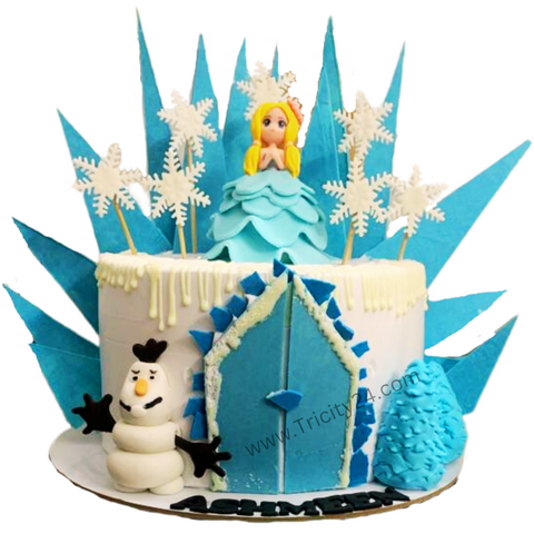 (M847)Frozen Theme Kids Customized Cake(1Kg)