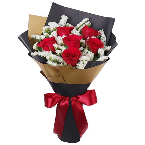 White & Red Roses Bouquet