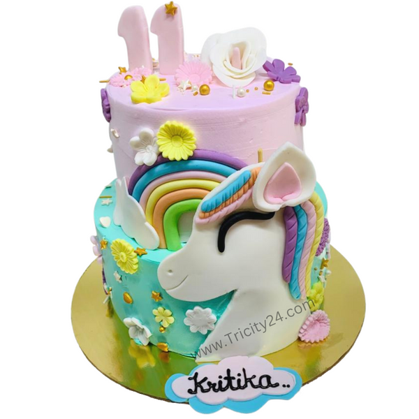 (M653)Unicorn Theme Kids Cake (2 Kg).