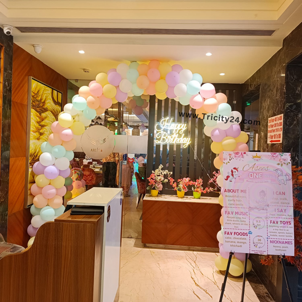 Unicorn Baby Girl Birthday Theme Balloon Decoration (P604).