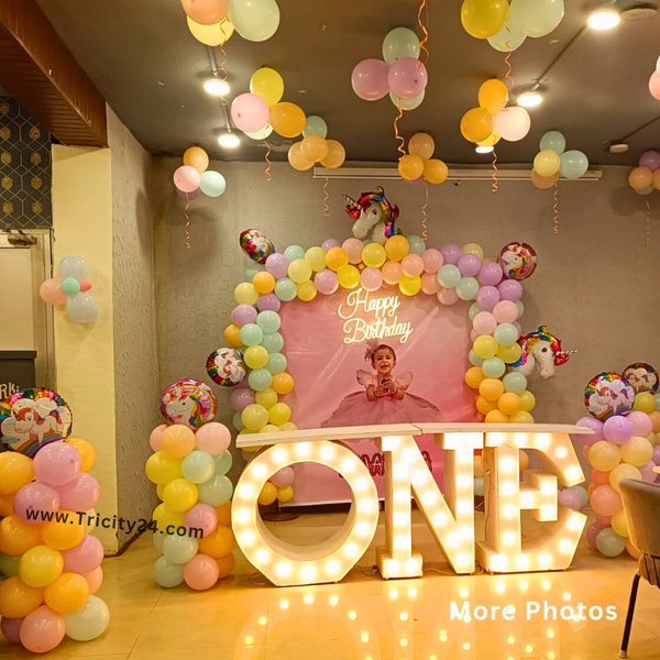 Happy First Birthday Decoration In Hall (P649).