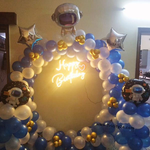 Blue And White Theme Balloon Birthday Decoration (P798).