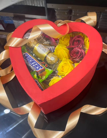 Gift Box with Roses and Ferrero Rocher Chocolates