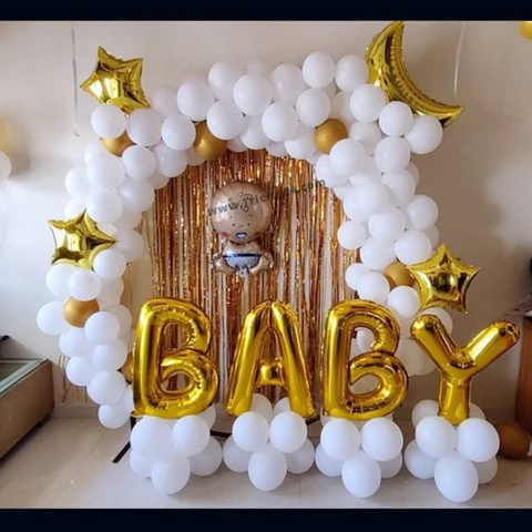 Baby Shower Pastel White Theme Decoration (P123).