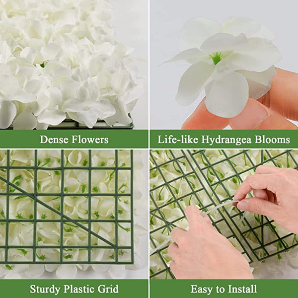 Artificial Vertical Garden Mat with White Flowers (Rental) R18