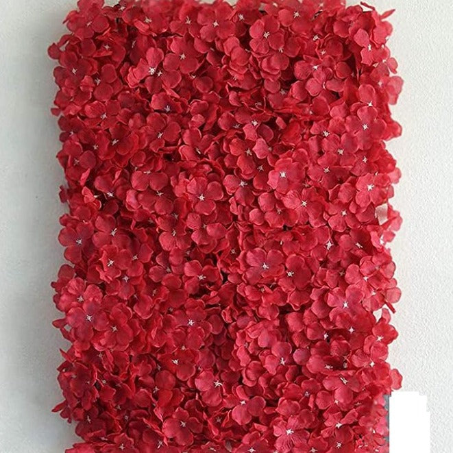 'Red' Artificial Vertical Garden Mat with White Flowers (Rental) R17