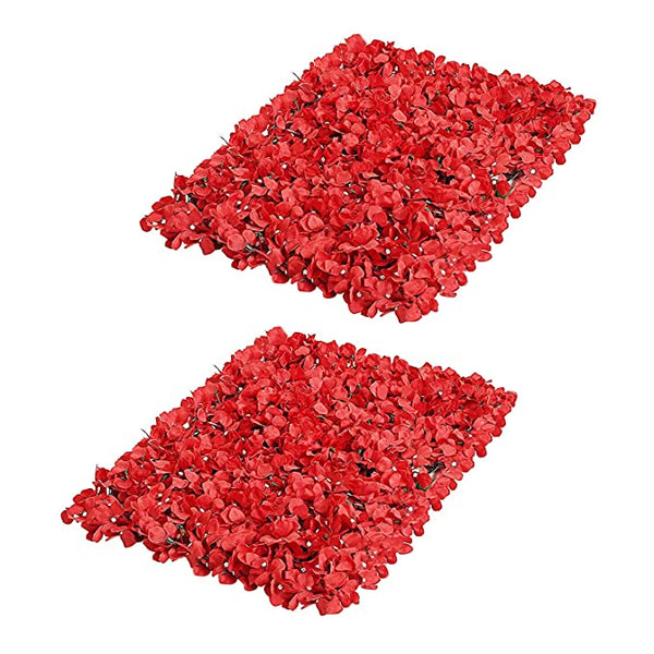 'Red' Artificial Vertical Garden Mat with White Flowers (Rental) R17