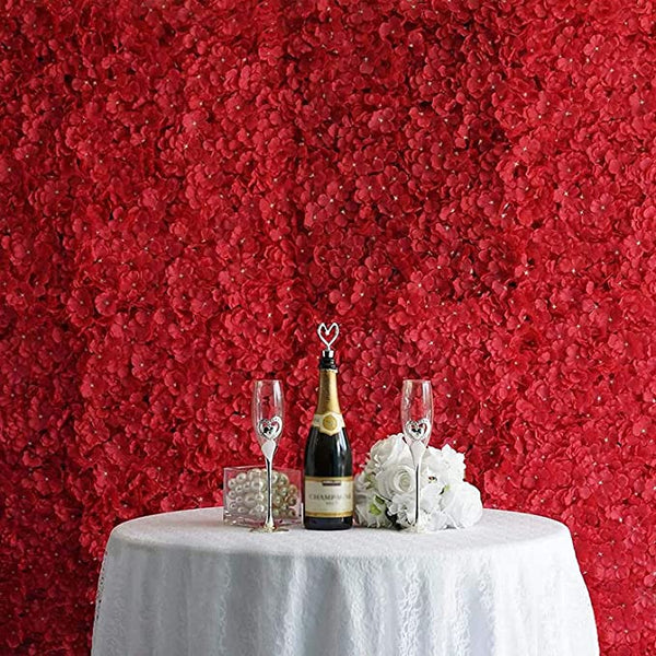 'Red' Artificial Vertical Garden Mat with White Flowers (Rental) R17