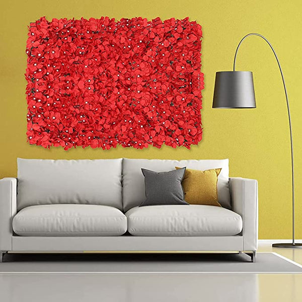 'Red' Artificial Vertical Garden Mat with White Flowers (Rental) R17