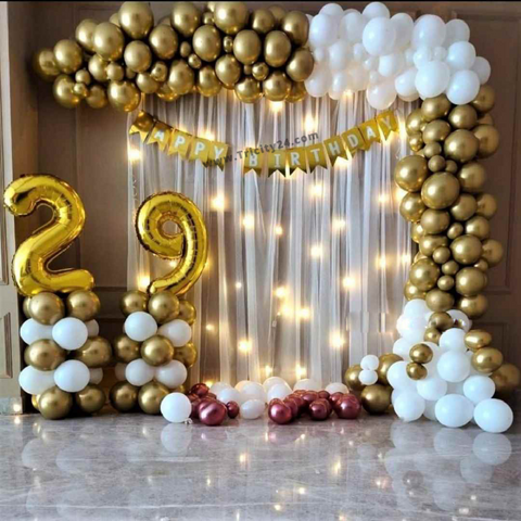 Birthday Golden & White Backdrop Decoration (P93).