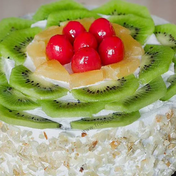 (M09) Fresh Kiwi Fruits Round Cake (Half Kg).