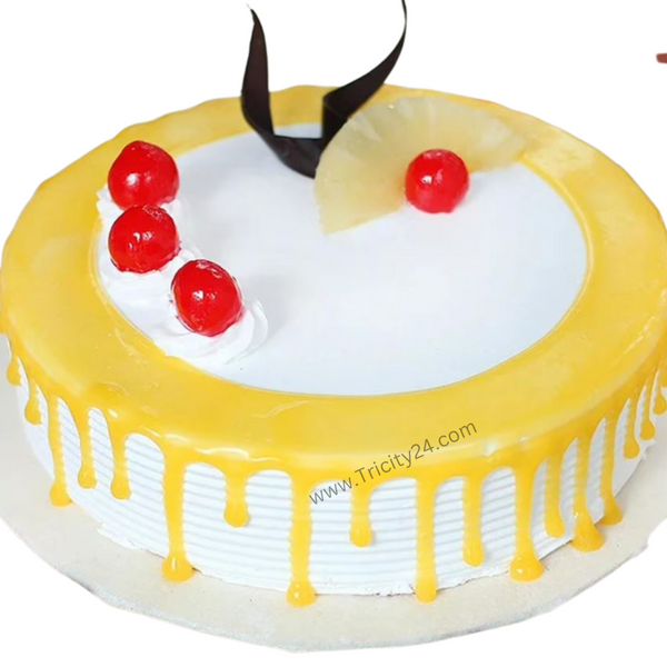 (M10) Round Pineapple Cake With Cherry (Half Kg).