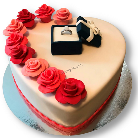 (M135) Ring Surprise Heart Shape Cake (1 Kg).