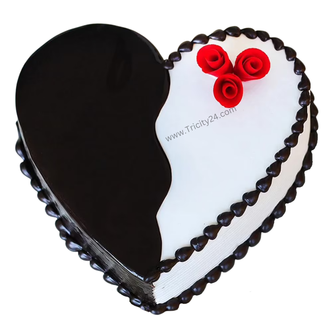 (M150) Heart Rose Choco Vanilla Cake (Half Kg).