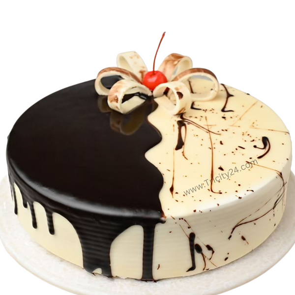 (M18) Half Chocolate Half Vanilla Cake (Half Kg).