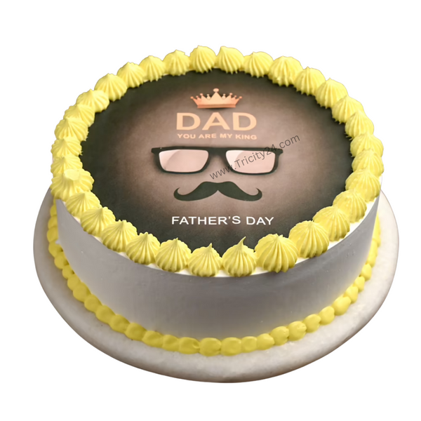 (M216) Round Fathers Day King Photo Cake (Half Kg).