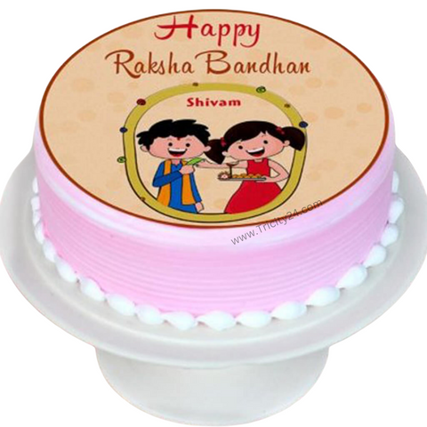 (M269) Pink Rakhi Photo Cake (Half Kg).