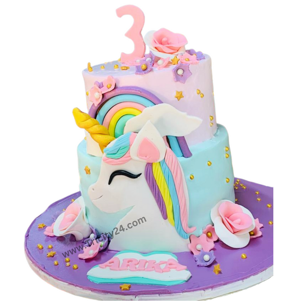 (M334) Unicorn 2 Tier Vanilla Cake (2 Kg).