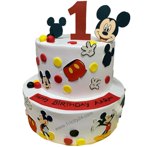 (M341) Two Tier Mickey Mouse Cake (2 Kg).