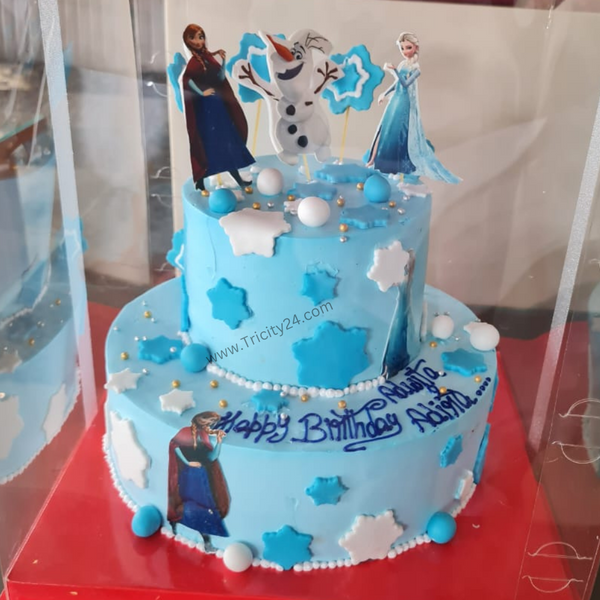 (M342) Frozen Theme Two Tier Cake (2 Kg).