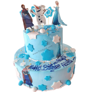 (M342) Frozen Theme Two Tier Cake (2 Kg).