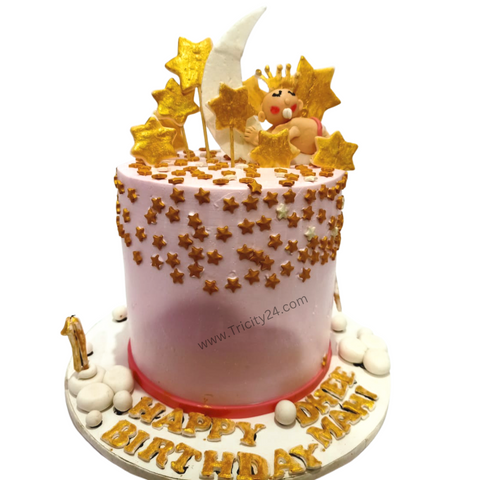 (M361) Pink Fondant Birthday Cake (1 Kg).