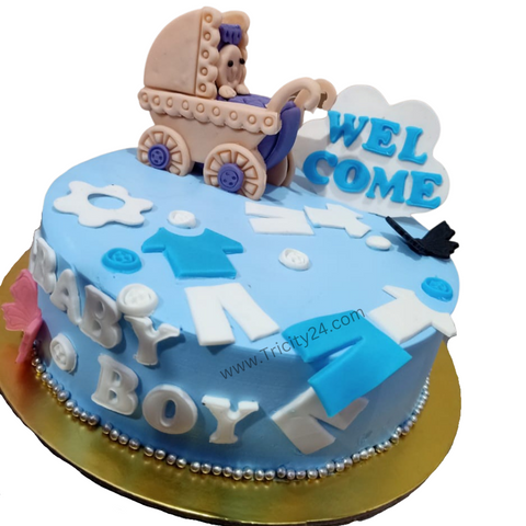 (M383) Blue Baby Shower Theme Birthday Cake (1 Kg).