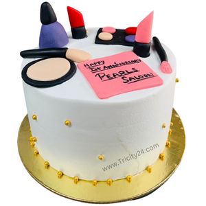 (M394) Makeup Theme White Cream Cake (Half Kg).