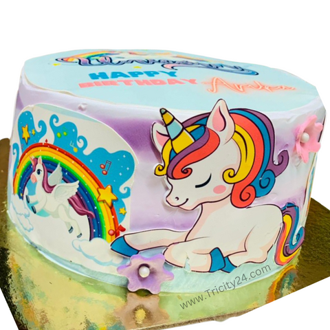 (M404) Unicorn Cartoon Theme Cake (1 Kg).