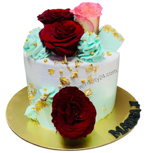 (M406) Flower Theme Birthday Cake (1 Kg).