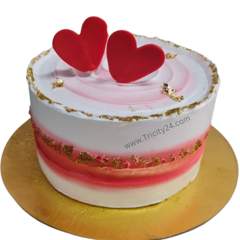 (M411) Love Heart Theme Cake (Half Kg).