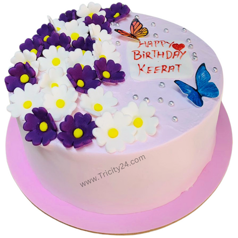(M454) Flower Cream Cake (Half Kg).
