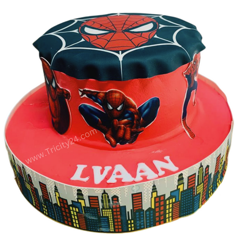 (M464) Two Tier Spiderman Theme Cake (2 Kg).