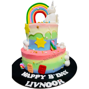 (M467) Unicorn  Theme Two Tier Cake (2 Kg).