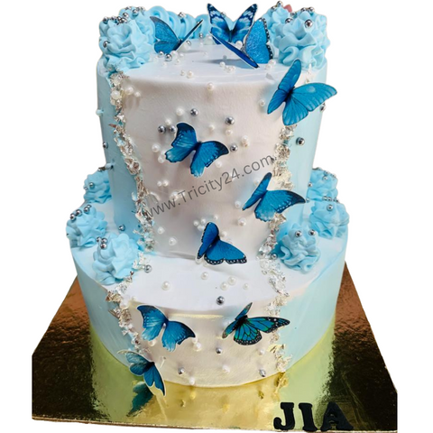 (M470) Butterfly Blue Cream Cake (2 Kg).