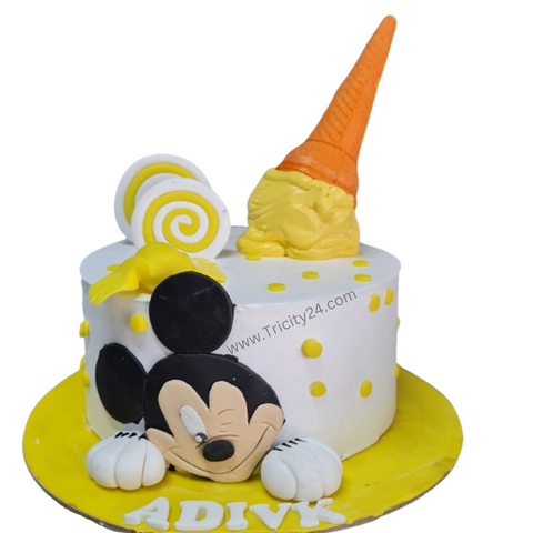 (M485) Mickey Mouse Corn Theme Cake (1 Kg).