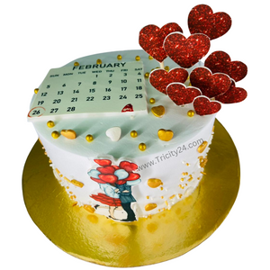 (M498) Red Heart Birthday Cake (1 Kg).