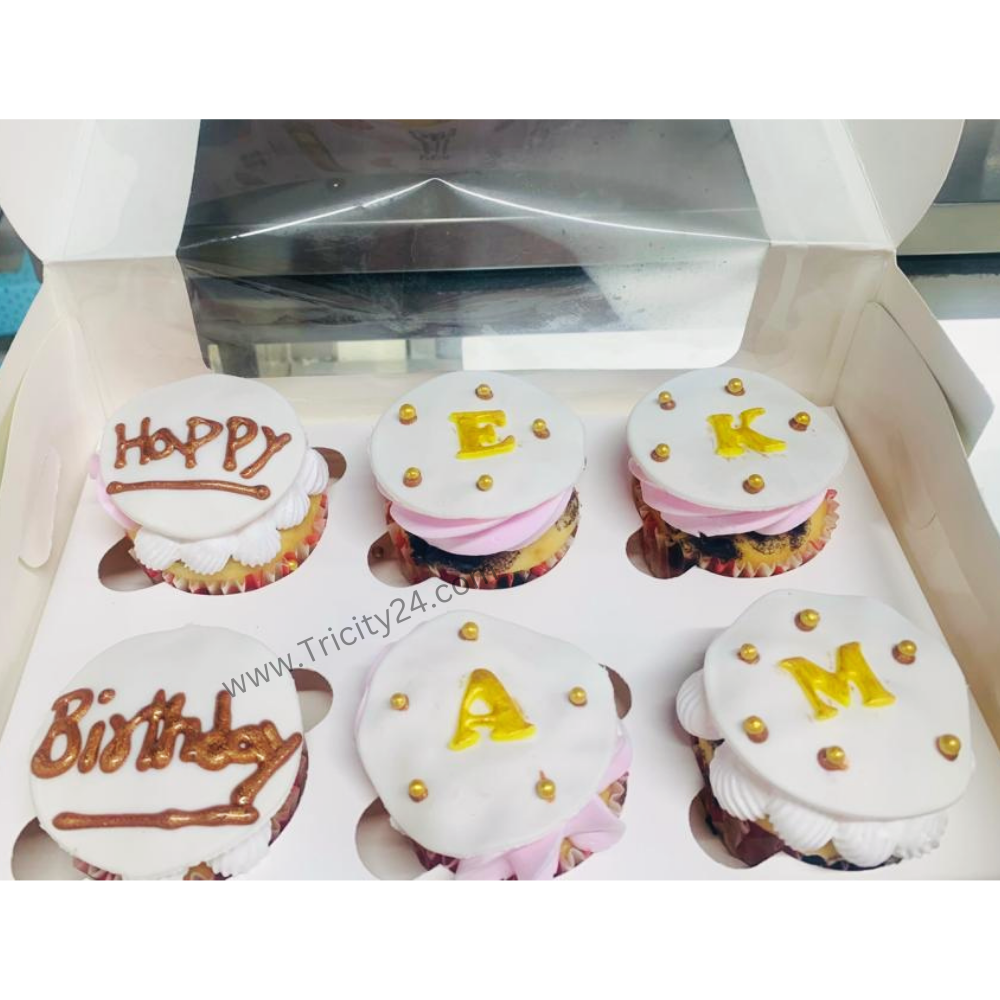 (M550) Happy Birthday Vanilla Cupcake 1Pcs.