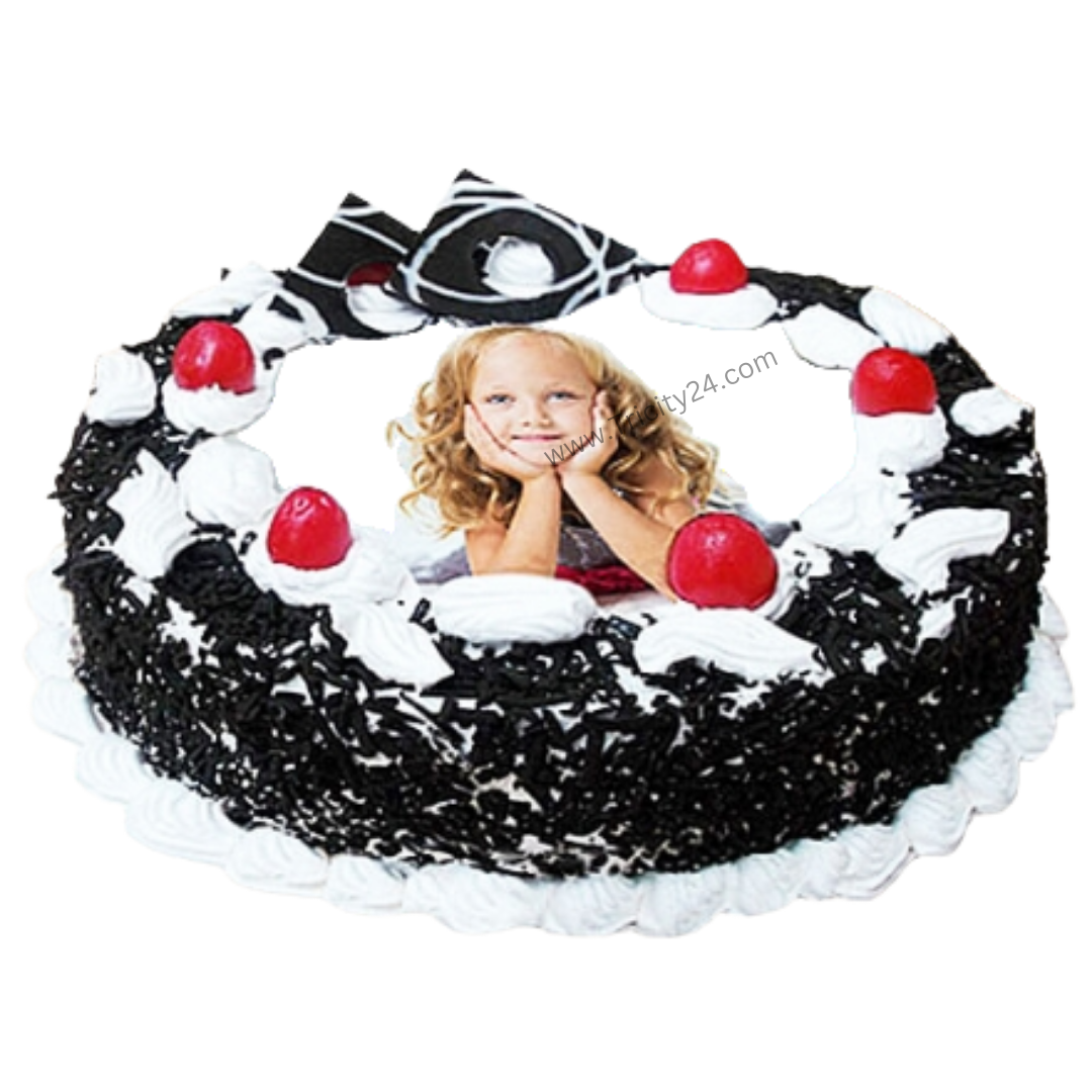 (M182) Black Forest Photo Cake (Half Kg).