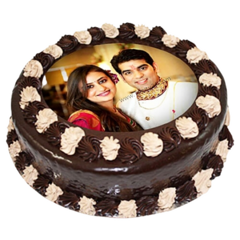 (M192) Special Couple Chocolate Photo Cake (Half Kg).