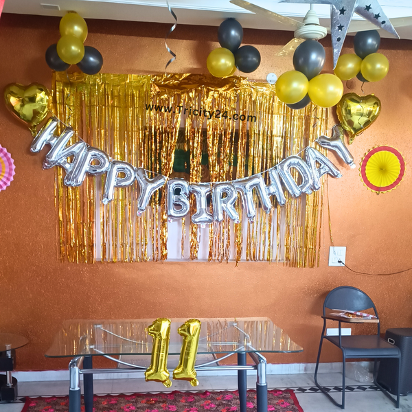 Silver Theme Birthday Balloon Decoration (P476).