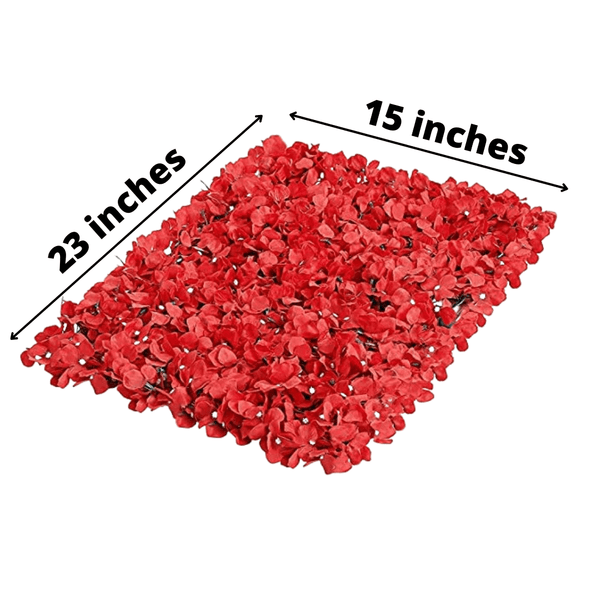 'Red' Artificial Vertical Garden Mat with White Flowers (Rental) R17
