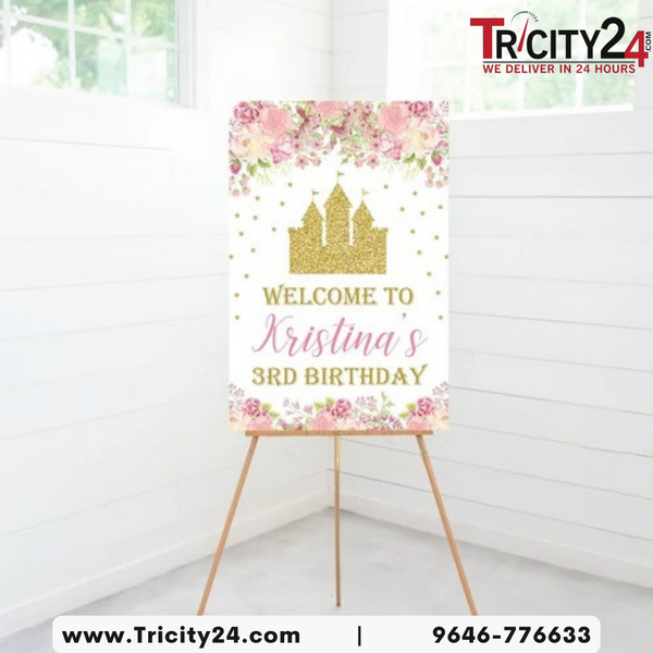 Welcome Board 2x3 Feet, With Metal Stand For Wedding Sign & Poster