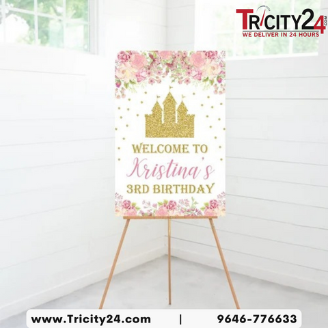 Welcome Board 2x3 Feet, With Metal Stand For Wedding Sign & Poster