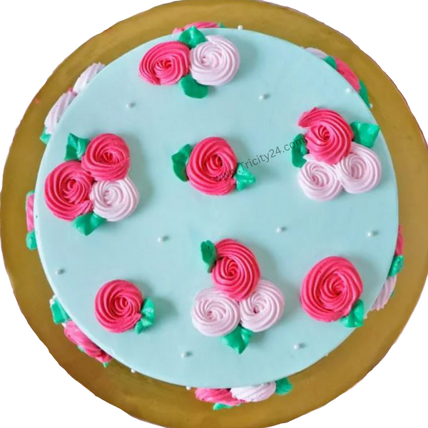 (M54) Roses & Pearls Chocolate Cake (Half Kg).