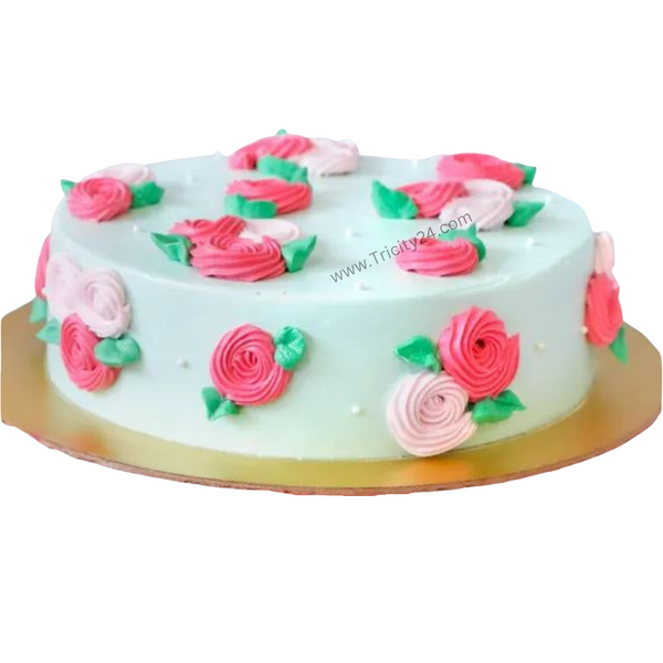 (M54) Roses & Pearls Chocolate Cake (Half Kg).