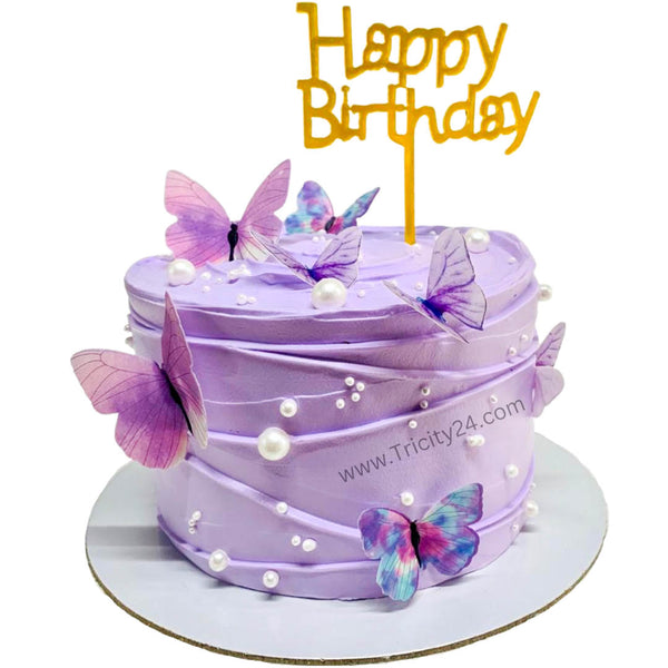 (M555) Purple Butterflies Blueberry Kids Cake (Half Kg).